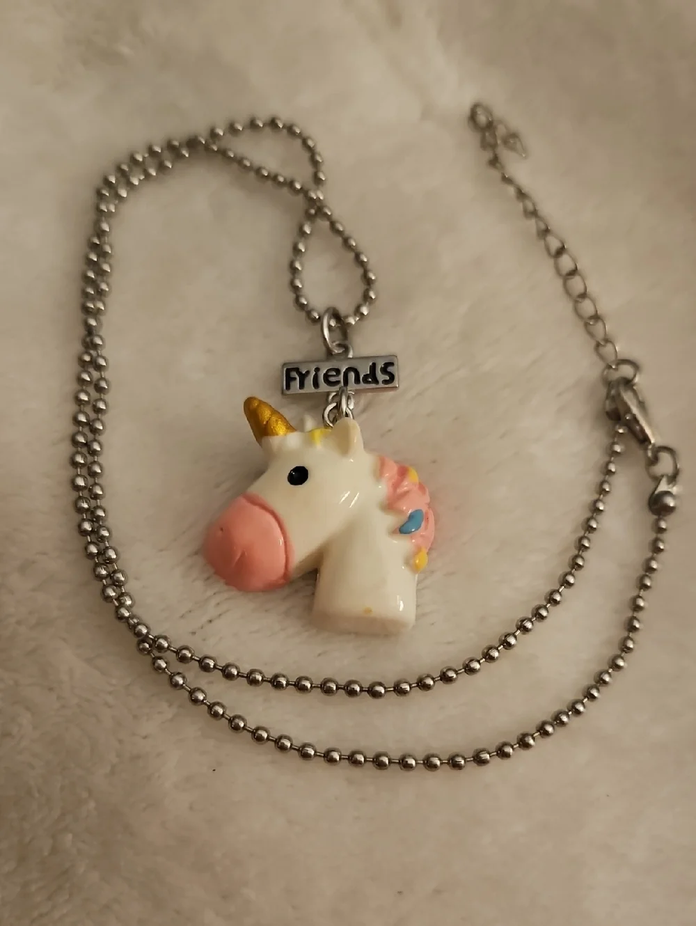 3/$30 Vintage Girl's Friends Unicorn Pendant Bead Chain Necklace